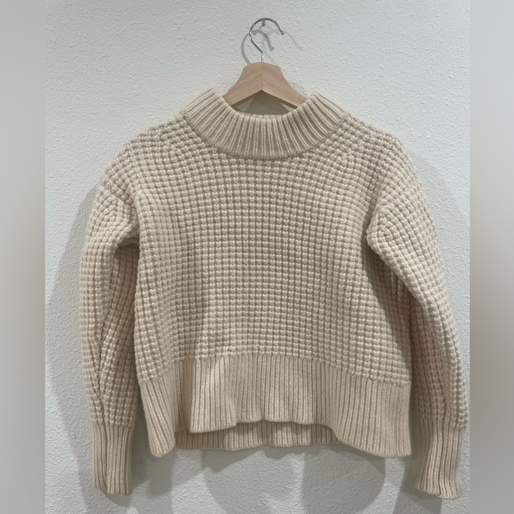 Everlane Cream Chunky Knit Sweater Wool Cashmere XS - Picture 3 of 9